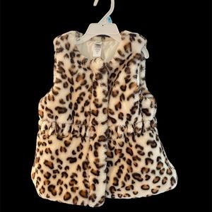 Little Me Faux Fur Animal Print Vest